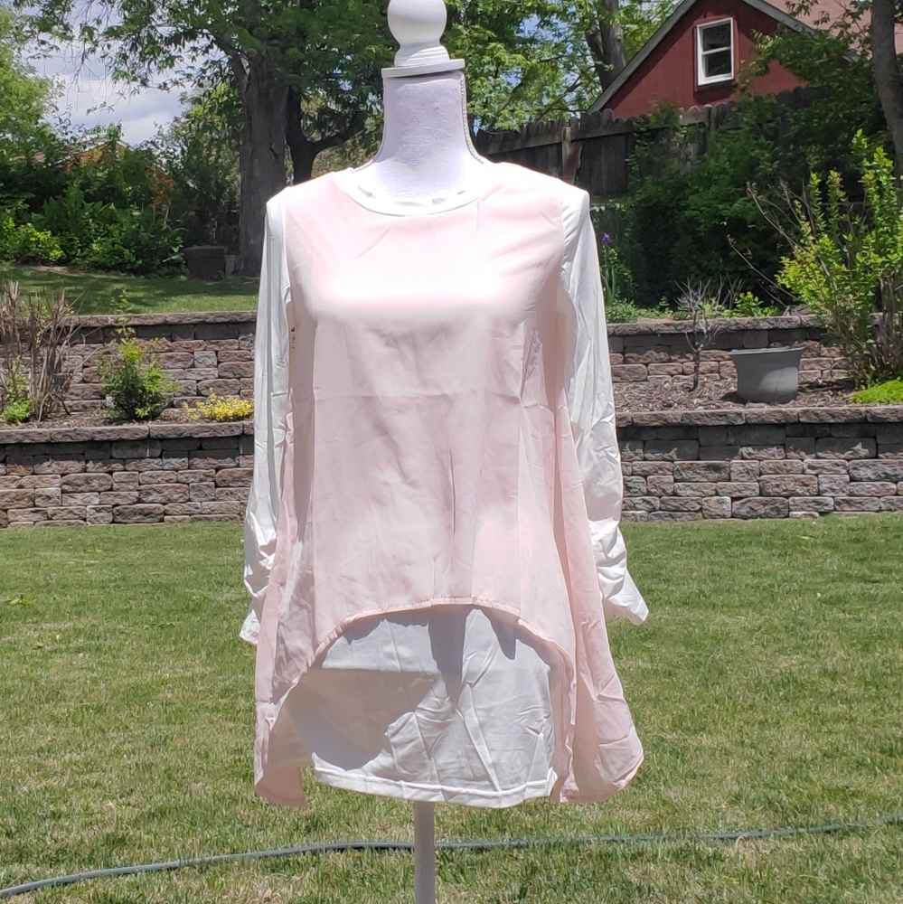 Me pink white long sleeve doubled layered top XL